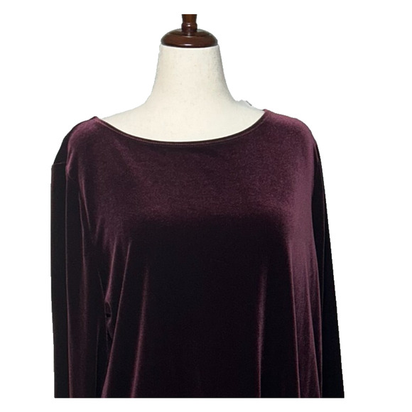 Chicos Travelers Top XXL 4 Purple Velvet Sequin Trim Asymmetrical Hem Blouse NWT - Picture 1 of 12